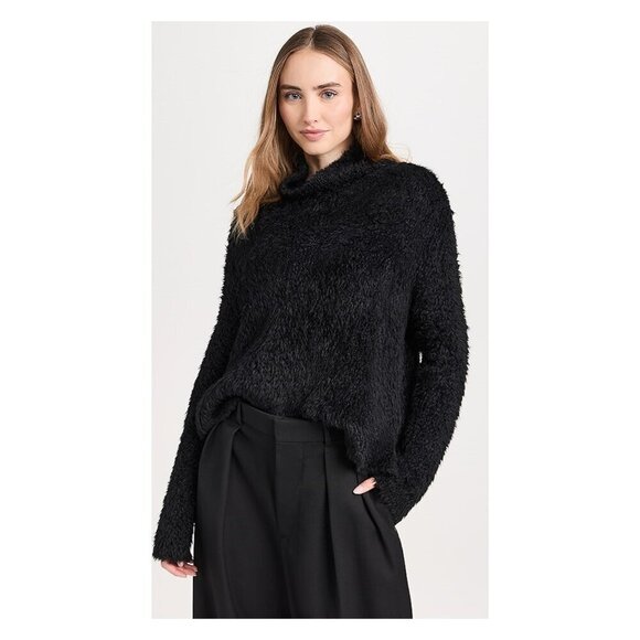 JAMES PERSE NWT Sherpa Knit Funnel Neck Pullover Sweater Black - Picture 1 of 10